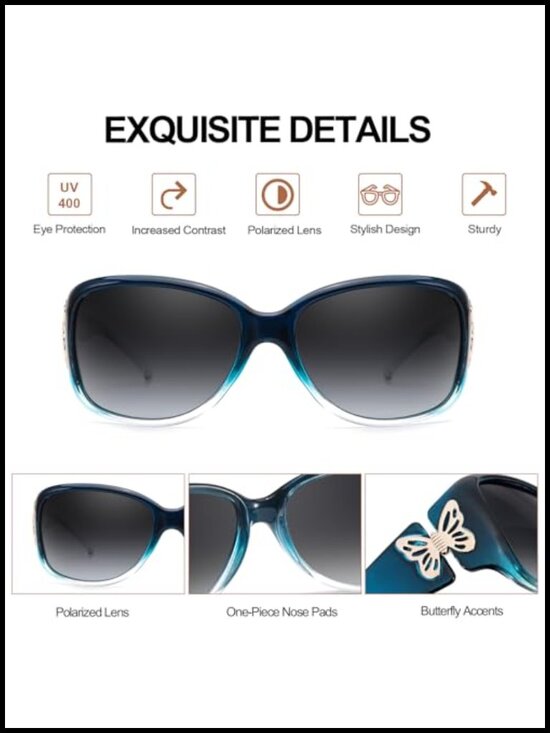 Butterfly Decor Polarized Sunglasses for Women UV400 Driving Shades main image 5